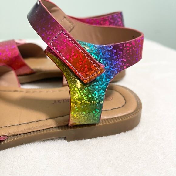 Laura Ashley Girl's Blue & Pink Rainbow Open Toe Flat Sandal Toddler Size 10 - Picture 8 of 11